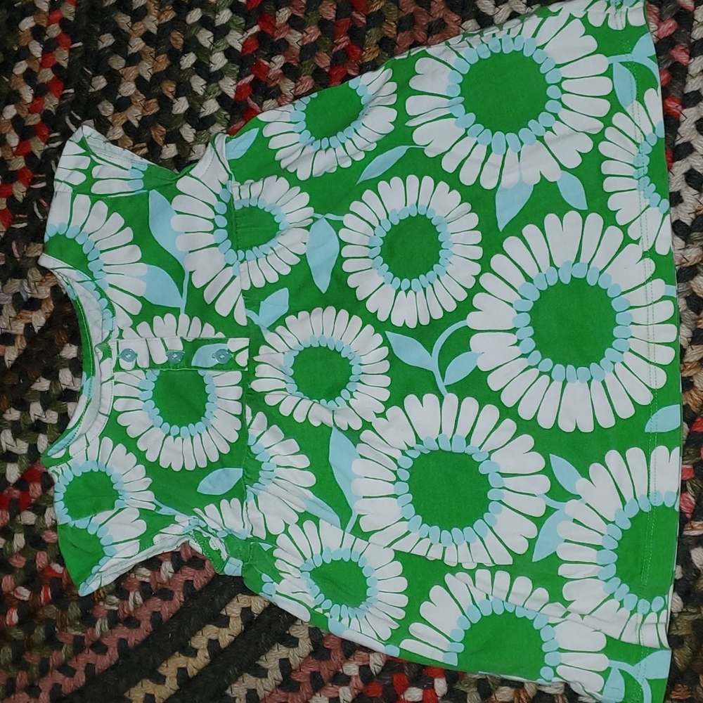 Green and White Floral Top